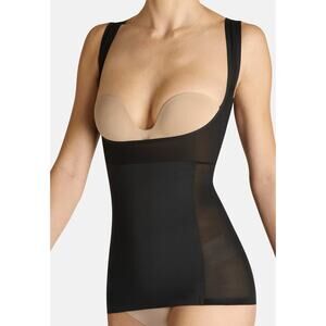 Item M6 Open Bust Black Shaping Tank Top Size Large Shapewear Tummy Control